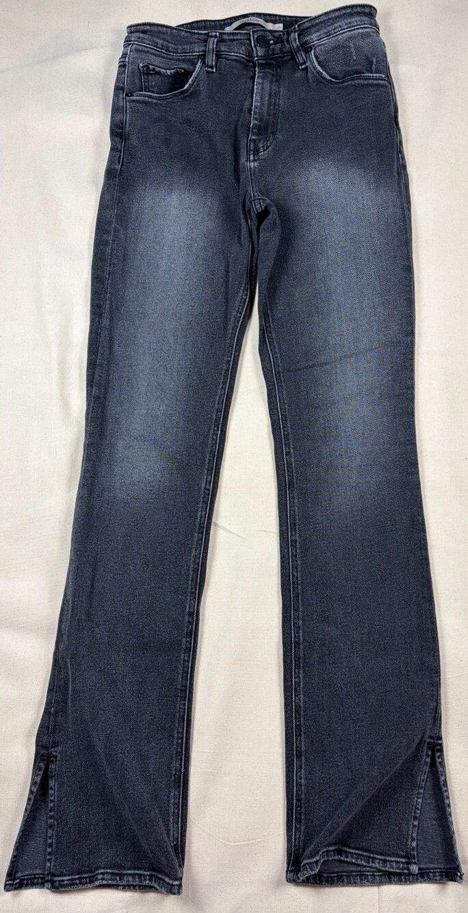 Hudson Barbara Bootcut Jeans Womens 27 Black Wash High Rise Split Hem Stretch
